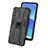 Silicone Matte Finish and Plastic Back Cover Case with Magnetic Stand T01 for Oppo Reno6 5G