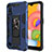 Silicone Matte Finish and Plastic Back Cover Case with Magnetic Stand T01 for Samsung Galaxy A01 SM-A015 Blue