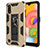 Silicone Matte Finish and Plastic Back Cover Case with Magnetic Stand T01 for Samsung Galaxy A01 SM-A015 Gold