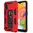 Silicone Matte Finish and Plastic Back Cover Case with Magnetic Stand T01 for Samsung Galaxy A01 SM-A015 Red