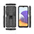 Silicone Matte Finish and Plastic Back Cover Case with Magnetic Stand T01 for Samsung Galaxy A22 5G