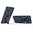 Silicone Matte Finish and Plastic Back Cover Case with Magnetic Stand T01 for Samsung Galaxy A72 4G Blue