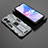 Silicone Matte Finish and Plastic Back Cover Case with Magnetic Stand T02 for Oppo A1 Pro 5G Gray