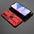 Silicone Matte Finish and Plastic Back Cover Case with Magnetic Stand T02 for Oppo A1x 5G Red