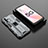 Silicone Matte Finish and Plastic Back Cover Case with Magnetic Stand T02 for Oppo A93s 5G Gray