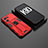 Silicone Matte Finish and Plastic Back Cover Case with Magnetic Stand T02 for Oppo K10 5G Red