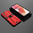 Silicone Matte Finish and Plastic Back Cover Case with Magnetic Stand T02 for Oppo K9 Pro 5G Red