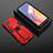 Silicone Matte Finish and Plastic Back Cover Case with Magnetic Stand T02 for Oppo Reno5 F Red