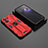 Silicone Matte Finish and Plastic Back Cover Case with Magnetic Stand T02 for Oppo Reno9 Pro 5G Red