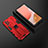 Silicone Matte Finish and Plastic Back Cover Case with Magnetic Stand T02 for Samsung Galaxy A72 4G Red
