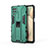 Silicone Matte Finish and Plastic Back Cover Case with Magnetic Stand T04 for Samsung Galaxy A12 5G Green