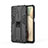 Silicone Matte Finish and Plastic Back Cover Case with Magnetic Stand T04 for Samsung Galaxy F12