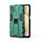 Silicone Matte Finish and Plastic Back Cover Case with Magnetic Stand T04 for Samsung Galaxy F12 Green