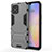 Silicone Matte Finish and Plastic Back Cover Case with Stand A01 for Huawei Nova 8 SE 5G Gray