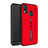 Silicone Matte Finish and Plastic Back Cover Case with Stand A01 for Huawei P20 Lite Red