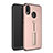 Silicone Matte Finish and Plastic Back Cover Case with Stand A01 for Huawei P20 Lite Rose Gold