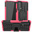 Silicone Matte Finish and Plastic Back Cover Case with Stand A01 for Motorola Moto Edge 20 5G Hot Pink