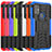 Silicone Matte Finish and Plastic Back Cover Case with Stand A01 for Motorola Moto G10