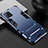 Silicone Matte Finish and Plastic Back Cover Case with Stand A01 for Oppo A72 5G Blue