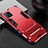 Silicone Matte Finish and Plastic Back Cover Case with Stand A01 for Oppo A72 5G Red