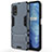 Silicone Matte Finish and Plastic Back Cover Case with Stand A01 for Realme Q2 5G Blue