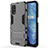 Silicone Matte Finish and Plastic Back Cover Case with Stand A01 for Realme Q2 5G Gray