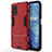 Silicone Matte Finish and Plastic Back Cover Case with Stand A01 for Realme Q2 5G Red