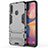 Silicone Matte Finish and Plastic Back Cover Case with Stand A01 for Samsung Galaxy A20s Gray