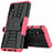Silicone Matte Finish and Plastic Back Cover Case with Stand A01 for Samsung Galaxy M01 Core Pink
