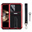 Silicone Matte Finish and Plastic Back Cover Case with Stand A01 for Samsung Galaxy S24 5G Red