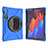 Silicone Matte Finish and Plastic Back Cover Case with Stand A01 for Samsung Galaxy Tab S7 11 Wi-Fi SM-T870 Blue