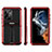 Silicone Matte Finish and Plastic Back Cover Case with Stand A02 for Samsung Galaxy S21 Ultra 5G