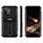 Silicone Matte Finish and Plastic Back Cover Case with Stand A02 for Samsung Galaxy S24 Ultra 5G Black