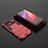 Silicone Matte Finish and Plastic Back Cover Case with Stand A02 for Xiaomi Mi 11 Ultra 5G Red