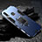 Silicone Matte Finish and Plastic Back Cover Case with Stand A03 for Huawei P20 Lite Blue