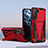 Silicone Matte Finish and Plastic Back Cover Case with Stand A04 for Samsung Galaxy S22 Plus 5G Red