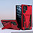 Silicone Matte Finish and Plastic Back Cover Case with Stand A04 for Samsung Galaxy S22 Ultra 5G Red