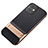 Silicone Matte Finish and Plastic Back Cover Case with Stand A05 for Apple iPhone 11 Gold and Black