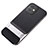 Silicone Matte Finish and Plastic Back Cover Case with Stand A05 for Apple iPhone 11 Silver and Black