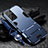 Silicone Matte Finish and Plastic Back Cover Case with Stand A05 for Samsung Galaxy S21 Ultra 5G Blue