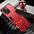 Silicone Matte Finish and Plastic Back Cover Case with Stand A06 for Apple iPhone 13 Mini Red