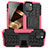 Silicone Matte Finish and Plastic Back Cover Case with Stand A07 for Apple iPhone 15 Hot Pink