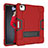 Silicone Matte Finish and Plastic Back Cover Case with Stand for Apple iPad Air 5 10.9 (2022) Red