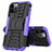 Silicone Matte Finish and Plastic Back Cover Case with Stand for Apple iPhone 12 Pro Max Purple