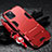 Silicone Matte Finish and Plastic Back Cover Case with Stand for Apple iPhone 13 Red