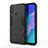 Silicone Matte Finish and Plastic Back Cover Case with Stand for Huawei Honor 9C Black