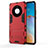 Silicone Matte Finish and Plastic Back Cover Case with Stand for Huawei Mate 40 Pro+ Plus Red