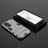 Silicone Matte Finish and Plastic Back Cover Case with Stand for Huawei P50 Gray