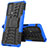 Silicone Matte Finish and Plastic Back Cover Case with Stand for Motorola Moto Edge 20 5G Blue