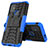 Silicone Matte Finish and Plastic Back Cover Case with Stand for Motorola Moto G20 Blue